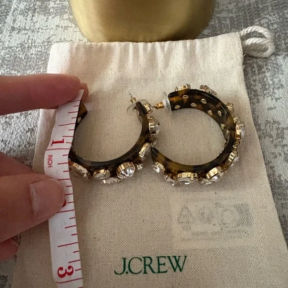J. Crew Tortoise Shell and Crystal Embellished Earrings - Picture 4 of 4